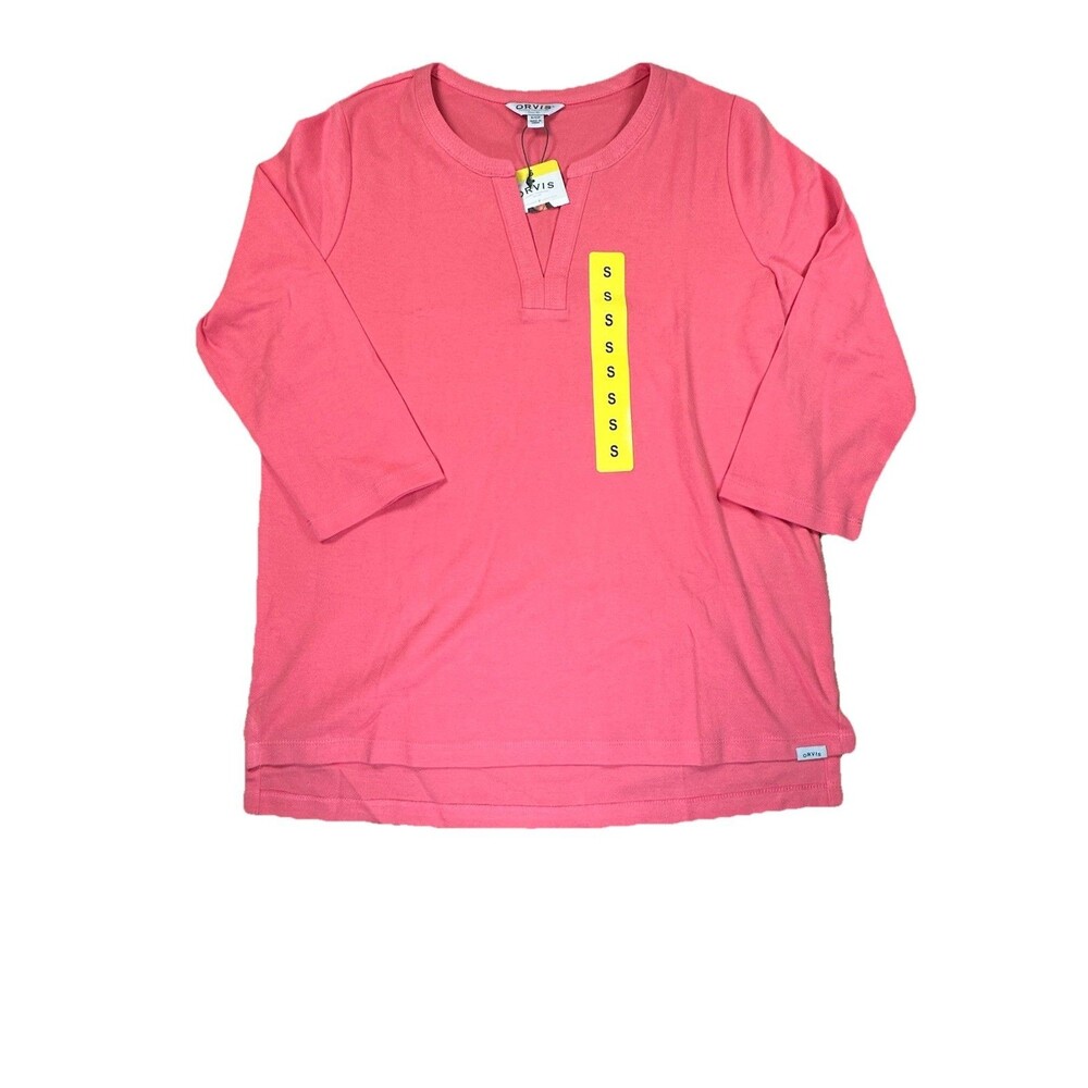 NWT Orvis Knit Shirt Women Sz S 100% Pima Cotton 3/4 Sleeve Coral Office Casual